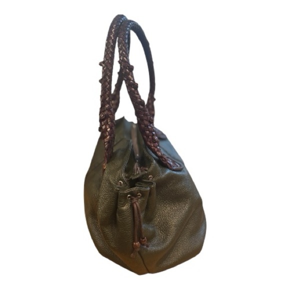 Paolo Masi Satchel – Hunter Green Leather with Woven Handles - Picture 3 of 8